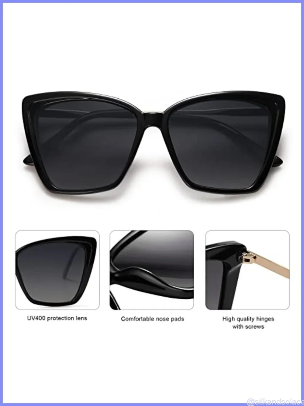 Polarized Oversized Square Cat Eye Sunglasses UV Protection